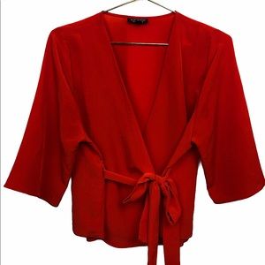 TOPSHOP Red Wrap Top NWOT SZ 6